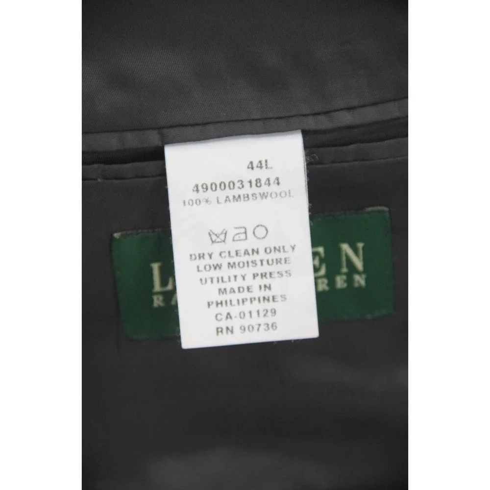 Lauren Ralph Lauren Blazer Mens 44L Plaid Check Lambswool Sport Coat Jacket Gray